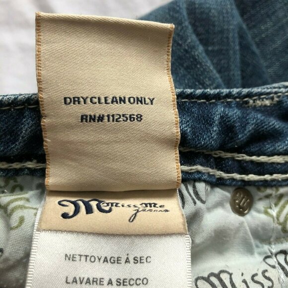 Miss Me Signature Boot Fleur de Lys Embellished Low Rise Women Denim Jeans SZ 29 - Picture 5 of 5